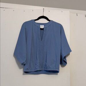 Sundays Blue V neck Dolman sleeve top